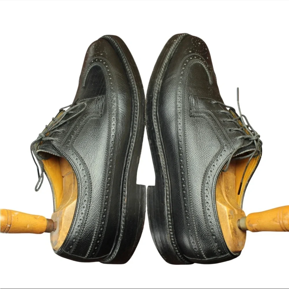 Florsheim Imperial Shell Cordovan 5 Nail Wingtips Brogue Mens 8 D Black Leather